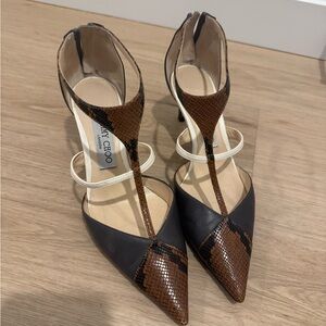 Jimmy Choo Snakeskin Brown and Black Heels